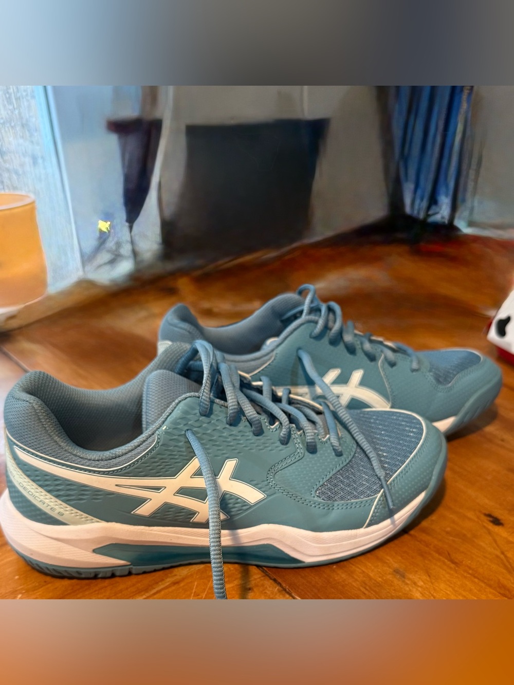 Asics GEL-Dedicate 8 Women’s 8.5 Wide Blue White Tennis Court Shoes Pickleball